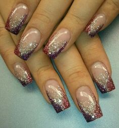 ♡ Pretty Ombre Nails Sparkle, Ombre Nails Sparkle, Pretty Ombre Nails, Diy Xmas Nails, Xmas Nail, Red Nails Glitter, Xmas Nail Art, Inspiration Nails, Makeup Nails Designs