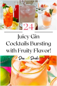 Collage of 4 fruity gin cocktails. Alcohol Drinks, Gin Cocktails, Try Something New, Mixology, Taste Buds, Happy Hour, Something New, Gin, Alcoholic Drinks