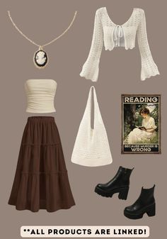 Maxi Brown Skirt Outfit, Brown Skirt Outfit Summer, Long Brown Skirt Outfit Ideas, Long Brown Skirt Outfit, Brown Maxi Skirt Outfit, Brown Skirt Outfit Ideas, Tube Skirt Outfit, Aesthetic Skirt Outfit, Tie Front Top Outfit