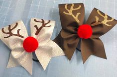 Christmas Hair Bow Ideas, Christmas Bows For Hair, Christmas Faux Leather Bows, Thanksgiving Cheer Bows, Reindeer Hair Clip