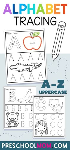 the alphabet worksheet for children to learn how to write and draw letters with their own hands