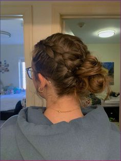 Braids And Bun Hairstyles, French Braid To Messy Bun, Dutch Braids Medium Length Hair, Cute Loose Bun Hairstyles, Hairstyle Ideas Updos, Two Braids Into One Bun, Two Braid Into Bun, Braids With Messy Buns, Dutch Braids To Bun