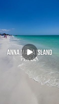 an ocean beach with people walking on the sand and water in the foreground text reads, annna maai island florida