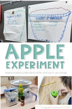 an apple experiment is shown with pictures of apples and other things to make it look like they