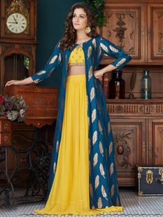 Yellow Hue Raw Silk Festive Jacket Style Lehenga Choli, Designer bridemade lehenga choli, Designer silk new  bridemade lehenga choli,Latest Designer bridemade lehenga choli, Latest bridemade lehenga choli, Bridemade lehenga choli designs 2019, Lehenga choli for wedding, New Lehenga choli for bride wear, New style Lehenga Choli For bridal, summer lehenga choli collection Dress With Shrug, Choli Dress, Shrug For Dresses, Long Dress Design