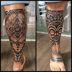 the legs are decorated with tattoos and designs