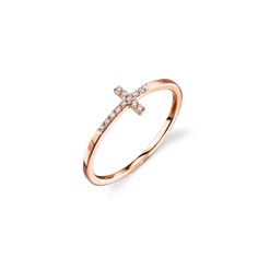 14k gold and pavé diamond bent cross ring. Cross measures approximately 1/2" x 1/3". Hand Chain Bracelet, Silver Diamond Ring, Gold Statement Ring, Sydney Evan, Cross Ring, 14k Gold Ring, Gold Cross, Rings Simple, Silver Diamonds