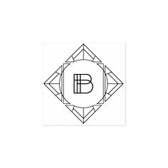 a black and white logo with the letter b in it's center surrounded by geometric shapes