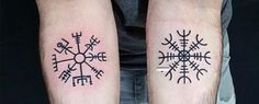 two people with matching tattoos on their arms, both have snowflakes tattooed on them