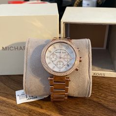 It’s A Mk Watch Rose Gold *New* Mk Watch Women, Mk Watch Women Rose Gold, Mk Rose Gold Watch, Michael Kors Rose Gold Watch With Metal Dial, Michael Kors Gold Watches With Diamond Hour Markers, Michael Kors Gold Watch With Metal Dial, Michael Kors Rose Gold Jewelry With Metal Dial, Michael Kors Watch Silver, Michael Kors Bracelet