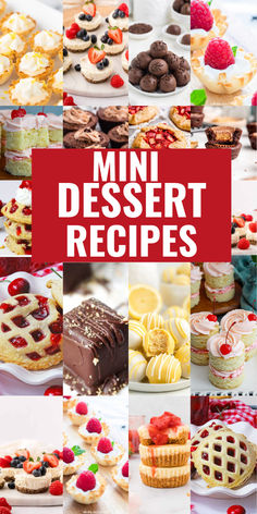 Mini desserts photo collage with text overlay. Sweets For A Party Simple, Individual Dessert Ideas For Party, Hand Desserts Parties, Easy Desserts Finger Food, Finger Food Deserts Parties, Party Finger Foods Dessert, Dessert Bento Box Ideas, Easy To Transport Desserts, Mini Summer Desserts