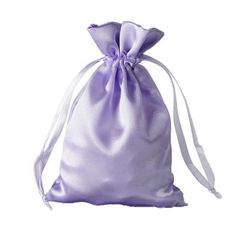 a purple satin bag on a white background