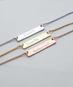 Diy Gifts For Her, Bar Necklace Gold, Jewelry Bar, Silver Jewelry Cleaner, Stamped Necklaces, Trendy Diy, Bar Necklace Personalized, Necklace For Girlfriend, Gold Bar Necklace