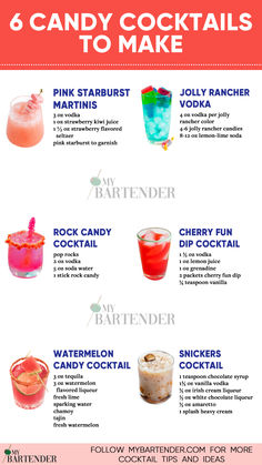 Candy Cocktails Vodka Candy Drinks, Fruity Mix Drinks, Drinks For Beginners Alcoholic, Mixed Summer Drinks, Alcoholic Drinks Fruity, Alcholic Drink Sweet, Drinks To Make With Cocktail Shaker, Best Sweet Alcoholic Drinks, Sweet Drink Recipes Alcoholic