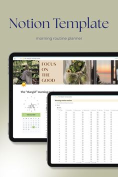 Start your mornings with intention and structure with this digital morning routine planner! This helpful Notion template is the perfect tool for personal growth, helping you to create healthy habits and a new life. Easily track and monitor your morning routine with helpful habit trackers and a journal to set your intentions for the day. This template is now available in my shop - take the first step towards a better life and get yours today! #morningroutine #morningpages #morningjournal #notion Morning Routine Notion, Notion Planner, Summer Planner, Morning Journal