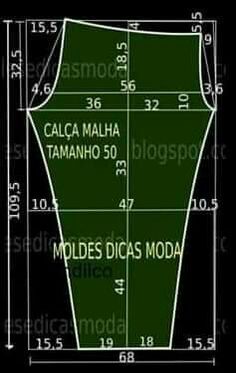 an image of the back side of a sewing pattern, with measurements for each piece