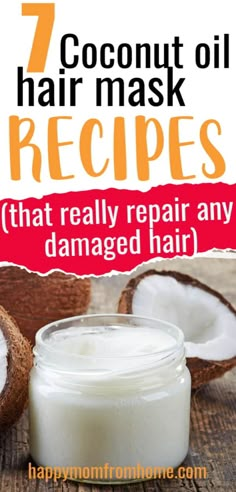 Coconut Oil Hair Mask Deep Conditioning, Homemade Hair Mask Recipes, Yogurt For Hair, Yogurt Hair Mask, Coconut Oil Mask, Hair Mask Recipe, Homemade Hair Mask, Coconut Oil For Hair, Oil Hair Mask