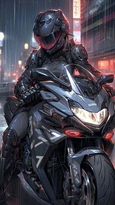 a person on a motorcycle in the rain