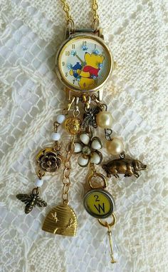 Bobbin Jewelry, Repurposed Watches, Watch Charms, Honey Bee Jewelry, Unique Jewelry Vintage, Vintage Jewlery