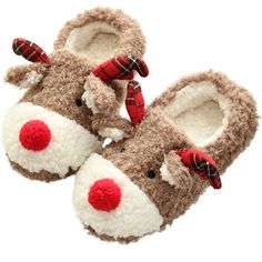 Reindeer Slippers - Nwt - Size 7.5-8 Reindeer Slippers, Christmas Slippers, Indoor Shoes, Bedroom Slippers, Warm Home, Winter Slippers, Slippers Cozy, Christmas Plush, Christmas Deer