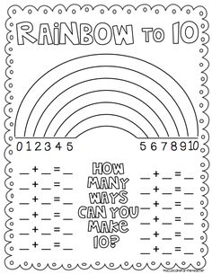 a rainbow to 10 coloring page with the words how many ways can you make it?