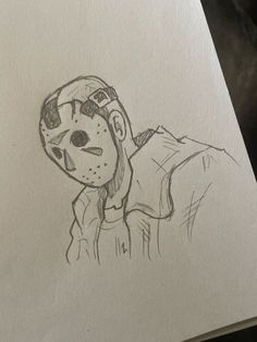 a drawing of a person with a mask on