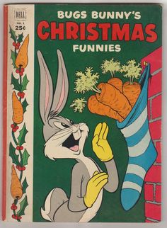 the book bugs bunny's christmas funnies is on display