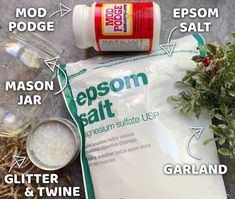 ingredients to make epsom salt displayed on table with instructions for making the best salt