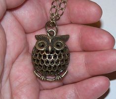 Bronze owl pendant on about 3 feet of chain with a lobster clasp. Pendant is about 1 1/2 inches long. Owl Necklace, Owl Pendant, Pendant Necklaces, Lobster Clasp, Heart Ring, Necklace Etsy, Jewelry Necklace Pendant, Jewelry Necklaces, Necklaces