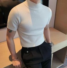 NEW ARRIVALS – thestreetsofseoul Knitted Sweater Men, Man Sweater, Mens Turtleneck, Slim Fit Sweater, Clothes Korean Style, Hairstyles Men, Men Hairstyles, Sweater Outfit, Sweater Men