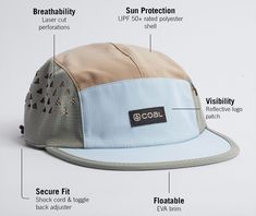 Coal The Provo UPF Tech 5-Panel Cap. Color is Shale/Sage. The Provo is a high-performance tech hat, made for activities like cycling, mountain biking, running, and more. Made of a UPF 50+ rated polyester for sun protection, and with laser-cut perforations at sides, the crown is ultra-breathable and lightweight. A cushy wicking sweatband to keep you cool and mop sweat at the brow. Features a floatable EVA brim so your hat won't get away from you in water, and adjustable shock cord and toggle back Pickleball Apparel, Camp Hat, Five Panel Hat, 5 Panel Hat, Panel Hat, Hat Design, Upf 50, Mountain Biking, The Crown