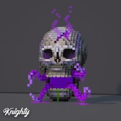 a pixellated image of a skeleton in purple