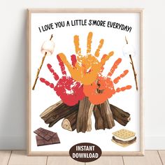 a poster that says i love you a little more everyday with handprints on it