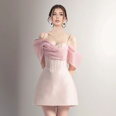 Olivia Mark - Chic Fishbone Waist-Cinching Cocktail Dress with Unique Design Pastel Dress, Bustier Dress, Home Dress, Types Of Skirts, Cinched Waist, Ball Dresses, Olivia Mark, A Line Skirt, Types Of Collars