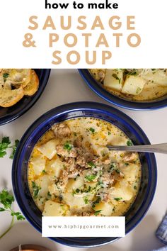 sausage and potato soup in a bowl with fresh chopped parsley and grated parmesan cheese Sausage Potato Soup, Italian Potatoes, Sausage Potatoes, Sausage Soup, Cheesy Pasta, Hearty Soups, Potato Soup, Italian Sausage, Few Ingredients