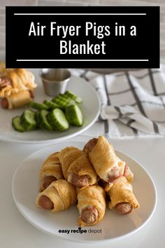 air fryer pigs in a blanket on a white plate