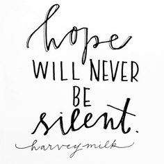 a black and white drawing with the words hope will never be silent