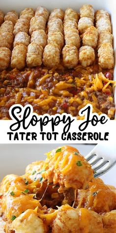 two pictures with different types of tater tot casserole