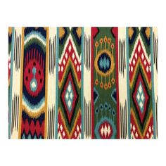 multicolored rugs with different designs on them