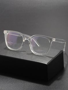 Clear Square Glasses Frames, Fake Clear Glasses, Specks For Men, Transparent Glasses Frames Men, Aesthetic Glasses Frames Men, Fake Glasses Aesthetic, Clear Frame Glasses Men, Cute Clear Glasses