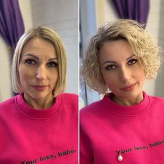 Permed Hair With Straight Bangs, Permed Short Bob, Short Permed Hairstyles Over 50, Permed Bob Hairstyles Before And After, Modern Perm Short Hair, Perms For Fine Hair Before And After, Loose Curl Perm Short Hair, Perming Short Hair