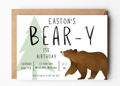 a bear - y birthday card with an illustration of a brown bear