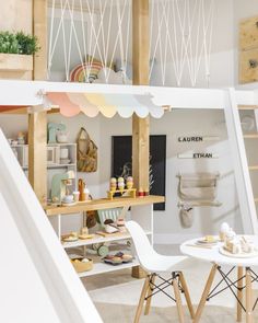 a room filled with lots of furniture and decor on top of wooden shelves next to each other