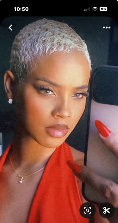 Short Hair And Hats Black Women, Ultra Short Hairstyles For Women, Platinum Blonde Buzzcut Black Women, Blonde Buzz Cut Black Women, Black Women Buzzcut, Platinum Blonde Twa, Women With Fades, Super Short Hair Black Women, Bald Fade Women Black