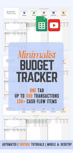 Budget Planner Google Sheets Minimalist Planner Personal Finance Tracker Expense Tracker Simple Budget Template Financial Tracker Template Personal Budget Template, Monthly Budget Sheet, Track Expenses, Minimalist Planner, Simple Planner