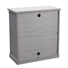 a grey cabinet with two drawers on top