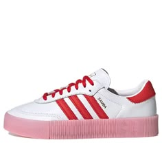 (WMNS) adidas originals Sambarose 'White Red' FX6269 - KICKS CREW Adidas Sambarose White, Adidas Sambarose, Pumped Up Kicks, Red Sneakers, Shoe Inspo, Cool Shoes, Swag Shoes, Low Top Sneakers, Dream Shoes