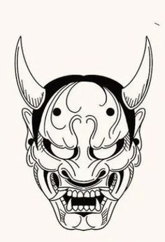 an image of a demon mask with horns on it's head and fangs in the mouth