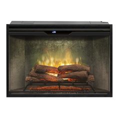 an electric fireplace with logs in it