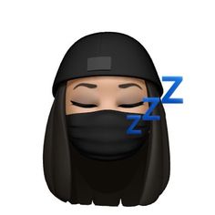 a person wearing a face mask with the word zzz on it's forehead